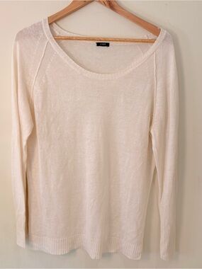 J. Crew Ivory Linen Scoop Neck Sweater Sz M